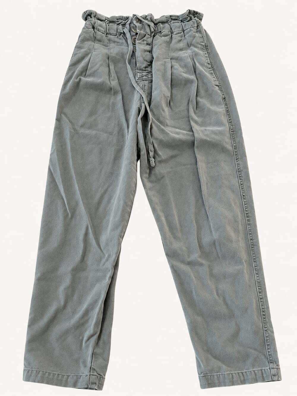 Free People Green Paperbag Waist Pleated Pants Size small (t)